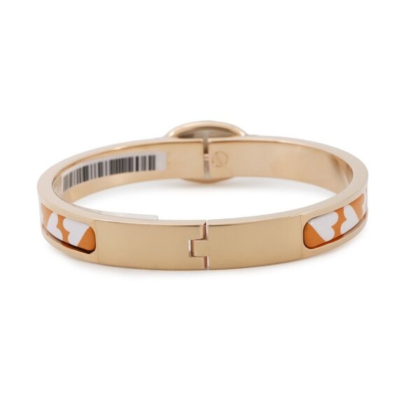 HERMES Mini Clic Chaine d'Ancre Bracelet Size PM Metal/Enamel Orange/Gold - Picture 8 of 9